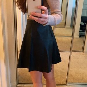 H&M A Line Leather Black Skirt